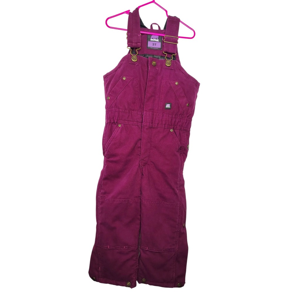 Berne Bib Overalls Toddler Size Small 3T Purple Coveralls Insulated Lined